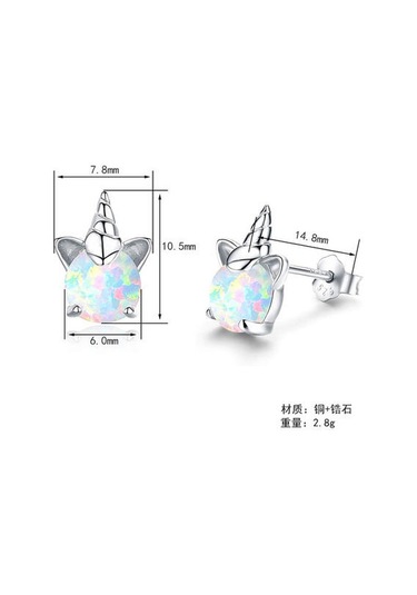 100% 925 Ayar Gümüş Unicorn Opal Saplama Küpe Kadınlar Için Düğün Küçük Küpe Moda Yıldönümü Takı Fıe737 Saplama Küpe Altın - Beyaz