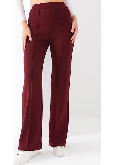 Ahves Çımalı İspanyol Paça Pantolon 1590 - Bordo Bordo