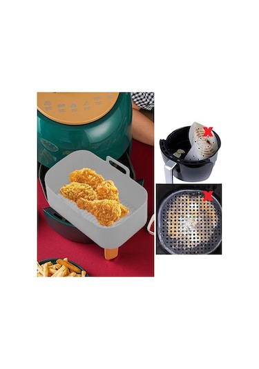 Siyah Hava Fritözleri Tava Uygun İyi Tokluk Yeniden Kullanılabilir Hava Kızartma Pot Astar Silikon Tepsi Ev Kaynağı L Siyah