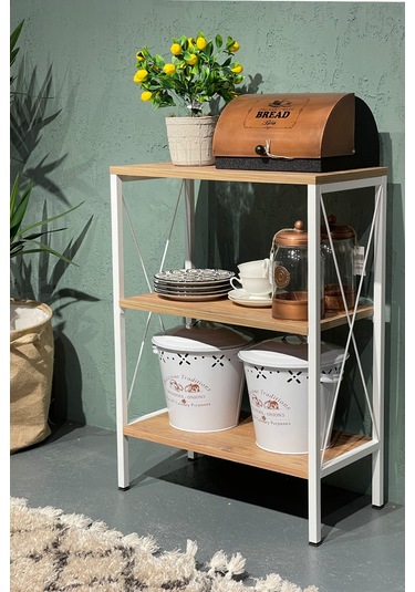 Stally Mutfak Rafı 3'lü Erzak Malzeme Dolabı Beyaz-atlantik Çam Beyaz-atlantik Çam