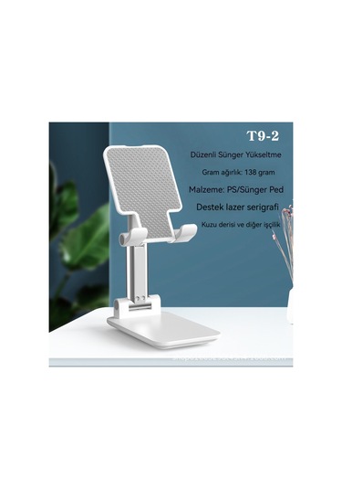 Aurora Taşınabiler Teleskopik Tembel Katlanır Masasüstücep Telefonu Tutucu Beyaz Beyaz