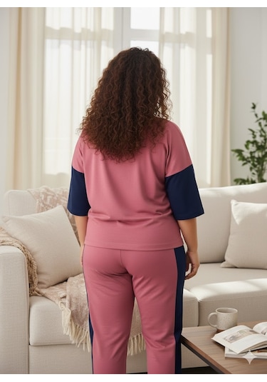 Kadın Pembe Büyük Beden Eşofman Takımı Pembe