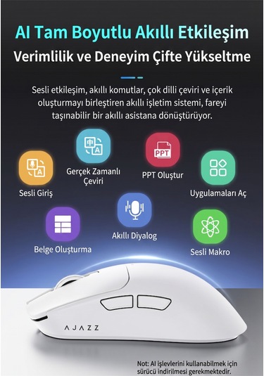 Aj200p Nl Aı Yapay Zeka Sesli Komut Destekli Near-link Kablosuz Şarj Standlı Oyuncu Mouse Diğer