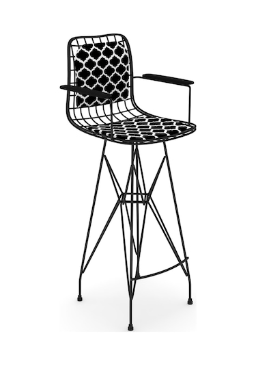 Knsz kafes tel bar sandalyesi 1 li zengin syhviona kolçaklı sırt minderli 75 cm oturma yüksekliği ofis cafe bahçe mutfak