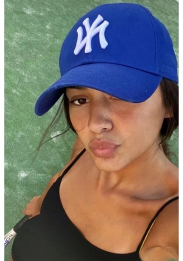 Unisex Ny Nakışlı Mavi Kep Şapka Mavi