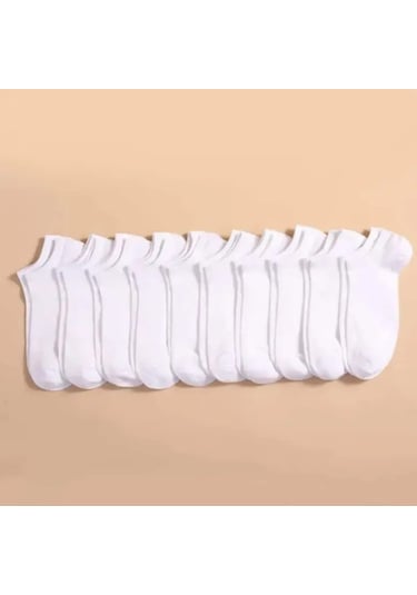 Garanti Çorap Düz Beyaz Unisex Patik 5 Li Koyu Beyaz