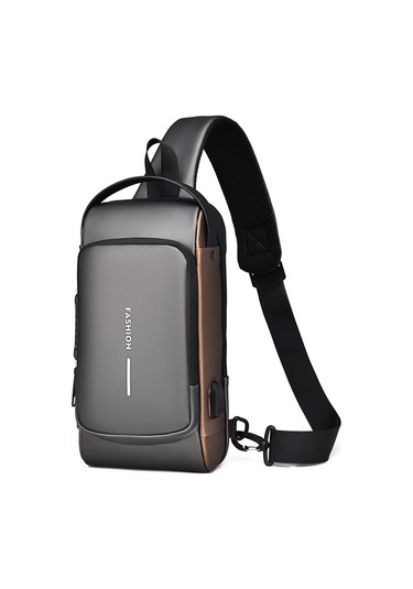 Sones Weıxıer X314 Su Geçirmez Spor Çapraz Askılı Sırt Çantası Usb Şarjlı Büyük Kapasiteli Tek Omuz Çantaları Gri Altın