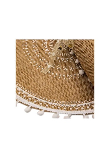 Ulzyvf Yuvarlak Top Seti Servis Örtüleri Masa Kahverengi&beyaz Jüt Dokuma Boho Beyaz Amerikan 4'lü, Tq Kahverengi - beyaz