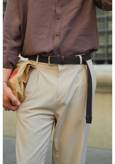 Erkek Hasır Örgü Kemer Kahverengi