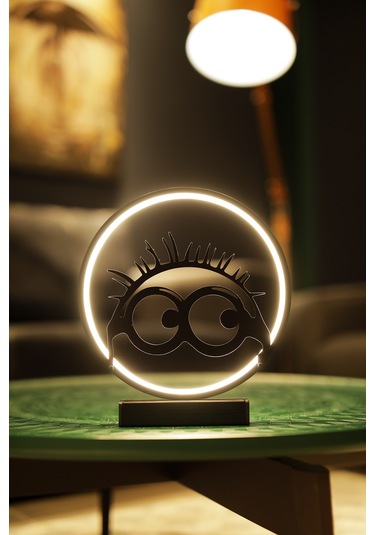 Minion Gözlük Silüetli Metal Led Masa Lambası Dekoratif Çocuk Odası Işığı Eğlenceli Gece Lambası Minion