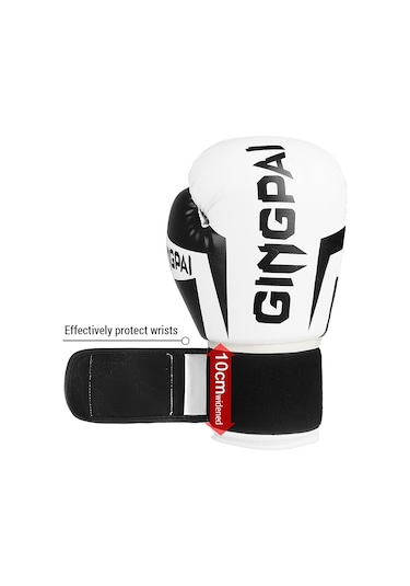Reedark Erkek Kadın Universal Pu Muay Thai Kovboy Eldiveni, Spor Antrenman Dikdörtgen Torba Savaş Gloves, Ventilasyonlu 8oz Beyaz Beyaz