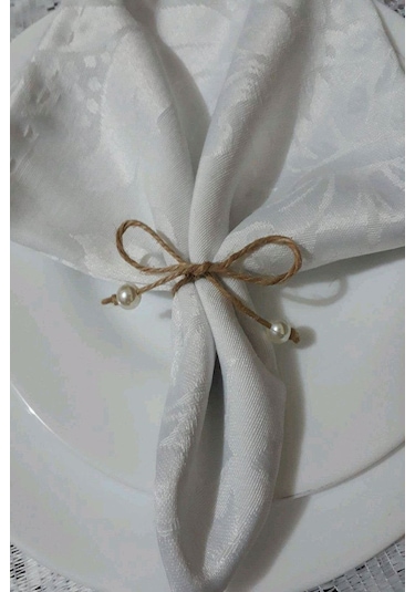 12'li Inci Boncuklu Jüt Ipli Peçete Yüzüğü