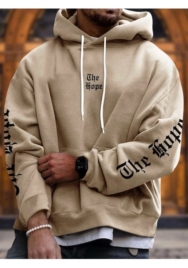 Startmore Kahverengi Unisex Kadın/erkek The Hope Renkli Baskılı Oversize Kapüşonlu