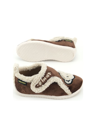 Gezer Erkek Çocuk Kışlık Pvc Rahat Taban Tek Cırt Cırtlı Ayarlanabilir Kemer Ev Okul Kreş Panduf Aya Kahve