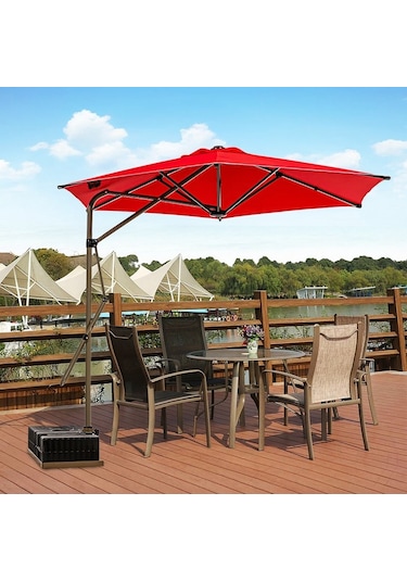 Sahra 250/6 Yandan Gövdeli Bahçe Şemsiyesi - Kırmızı Kırmızı