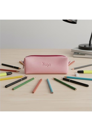 Yuga Tek Gözlü Suni Deri Kalem Çantası Pembe Pembe