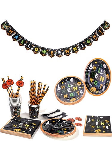 24 Kişilik Set  Partisi Sofra Seti Masa Örtüsü Kağıt Tabak Afiş Samansız