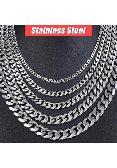 Siyah Erkek Kolye Paslanmaz Çelik Küba Link Zinciri Siyah Altın Renk Kolye Erkekler Için 40-60 Cm Hip Hop Takı 5mm - 50cm