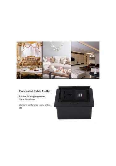 Tenfowee Alüminyum-pc Gizli Masüstü Prizi, 2x Usb 2.1a, Su Ve Toz Koruma, Ateş Direnci, 250v 13a, Ofis/okul/uyumlu