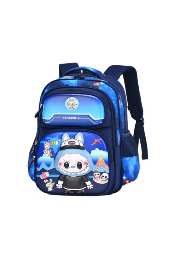 Rabobo İlköğretim Öğrencileri İçin Karikatür Okul Çantası-mavi