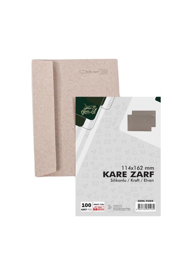 Gen-of Kraft Kare Mektup Zarfı 114x162 Mm 70 Gr Silikonlu 100 Lü
