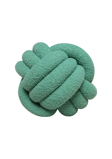 Düğümlü Top Atmak Yastık Kuzu Yün Rulo Kanepe Atmak Yastık 28cm-19 Ekru