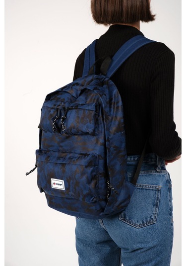 Lacivert Icone Kamuflaj Baskılı Dört Cepli Sırt Çantası Lacivert