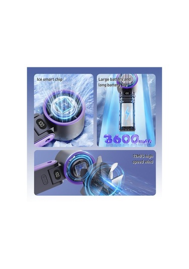Y19 Akıllı Buz Sıkıştırma Katlanır El Taşınağı Fan Buz Mavisi Mor