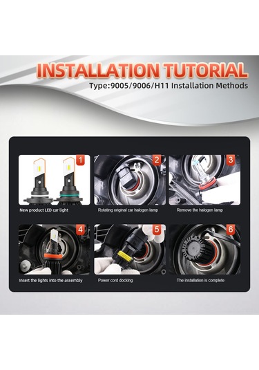 Teltree H1 Tipi 50w 8000lm 6000k Led Araç Farları, Ip68 Su Geçirmez, 200m Işık Mesafesi, Çift Paket