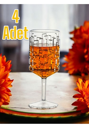 Kırılmaz Kadeh Bardak 200 Ml Kokteyl Ve Şarap Kadehi Polikarbon Özel Üretim 4 Adet Şeffaf