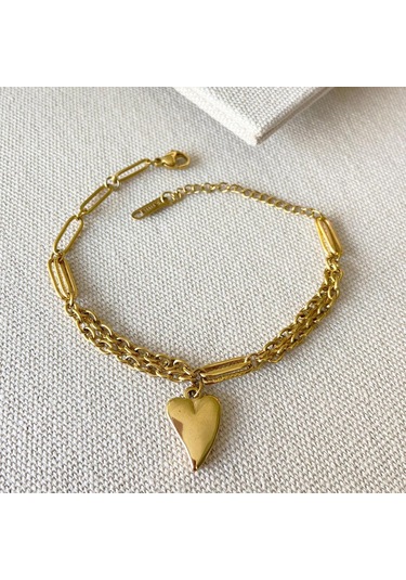 Kalp Açılır Bileklik 3'lü Çelik Set Çok renkli