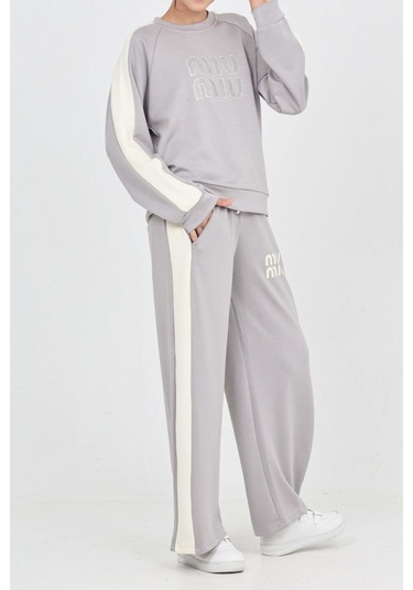 Kız Çocuk Oysho Kumaş Şerit Garni Detaylı Alt-üst Takım 12302 Gri