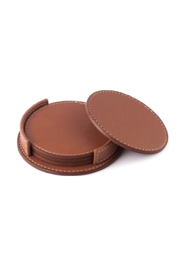 Kahve Çay Masa Üstü Deri Bardak Altlığı Kahverengi