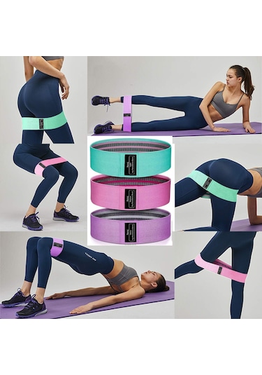 3'lü Set Kalça Direnç Bant Hip Band - Loop Squat Egzersiz Fitne