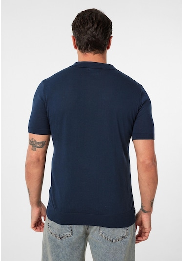 Gerhard Erkek Regular Fit Triko Polo Yaka T-shirt Açık Lacivert