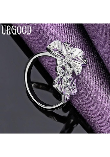 925 Ayar Gümüş Moda Çiçek Yüzük Güzel Hediye Takı 8
