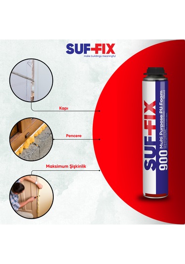 Suf-fix 900 Tabancalı Montaj Köpüğü 750ml Profesyonel Pu Köpük Isı Ses Yalıtım