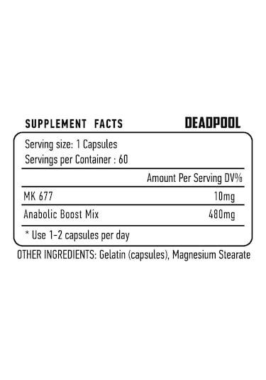 Redbox Labs Deadpool V2 Mk677 İbutamoren + Anabolic Booster Mix 60 Caps Aromasız