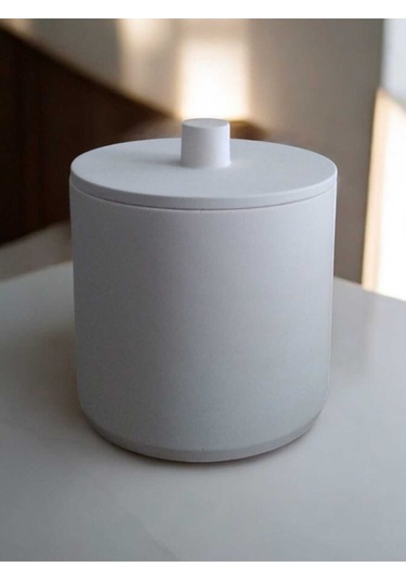 Kırık Beyaz Beton Mutfak Ve Banyo Çöp Kovası, 4 Litre,dekorasyon,aksesuar Beyaz