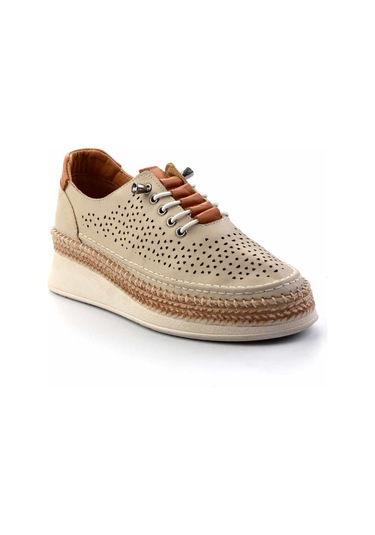Bej Hakiki Deri Kadın Casual Ayakkabı K01331036203 Bej