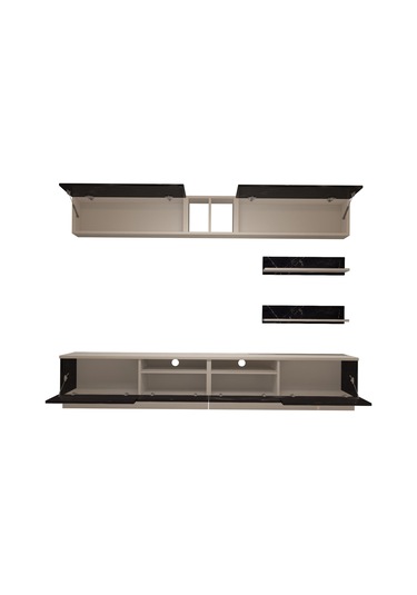 Decoraktiv Trendstyle 5220 Mdf Tv Ünitesi Tv Sehpası Beyaz - Siyah Mermer