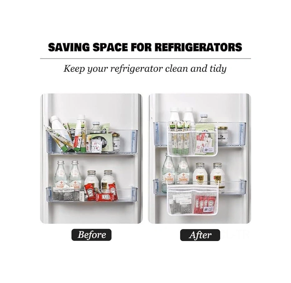 Konesam Buzdolabı Kapısı Organizer Seti 2 Adet - Pp Ve Mesh Malzeme İle Gıda Saklama, Konforlu Ve Taze Tutma Çok Renkli