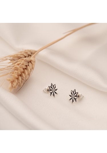 Dkmn Gümüş 925 Ayar Gümüş Kazımalı Yıldız Unisex Sembol Küpe
