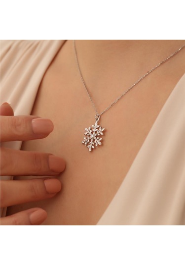 925 Ayar Gümüş Kar Tanesi Kolye