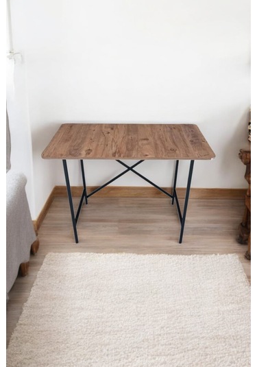 Orlando Metal Ayaklı Çalışma Ofis Bilgisayar Masası Ahşap Masa Kahverengi