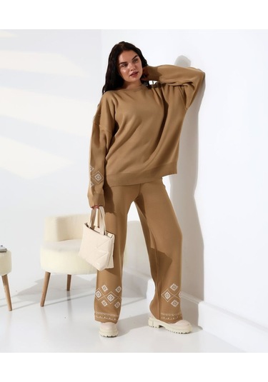 Marakeş Esintisi Alt-üst Triko Takım Kamel