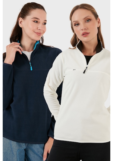 Lela Slim Fit Yumuşak Dokulu Anti-Pilling Tüylenme Yapmayan 2'Li Paket Bayan Polar 5907000S2 Ekru-Lacivert Lela Slim Fit Yumuşak Dokulu Anti-Pilling Tüylenme Yapmayan 2'Li Paket Bayan Polar 5907000S2 Ekru-Lacivert