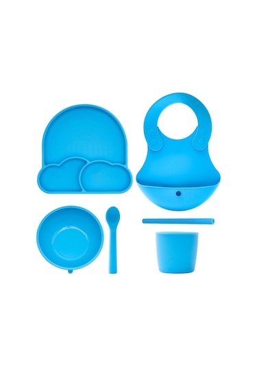 Babychefs Silikon Bebek Beslenme Seti 6 Parça-mavi