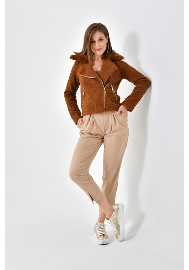 Ftz Women Kadın Kürk Detay Mont Taba Rbn4039-taba Taba