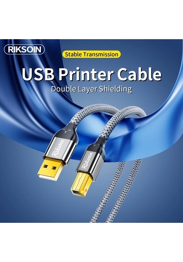 Dashanshop High-speed Usb 2.0 Yazıcı Kablosu Usb-a Usb-b 5m Nylon Örgülü Canon Brother